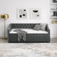 thumbnail image 4 of Tcbosik Twin Size Daybed with Twin-Size Trundle Upholstered Tufted Sofa Bed, W/Button on Back and Copper Nail on Waved Shape Arms,Furniture for Bedroom Living Room Guest Room, Gray, 4 of 9