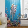 thumbnail image 5 of Funny Diving Pig Sheer Curtains 54 Inches Long, Ocean Sea Coastal Coral Fish Marine Life Light Filering Curtains, Breathable Simi Curtain Privacy Drapes for Kitchen Bathroom Small Window Treatment, 5 of 9
