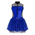 thumbnail image 6 of vastwit Kids Girls Sleeveless Checkerboard Sequins Tutu Dress Figure Ice Skating Performance Dance Party Wear Royal Blue 4, 6 of 7