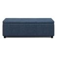 thumbnail image 4 of Simpli Home Avalon 48 inch Wide Contemporary Storage Ottoman Bench in Denim Blue Vegan Leather, 4 of 8