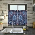 thumbnail image 4 of Yayeee Kitchen Curtains Light Filtering 27"x24" Rod Pocket Short Cafe Window Panel, Blue Fireworks Pattern, 4 of 7