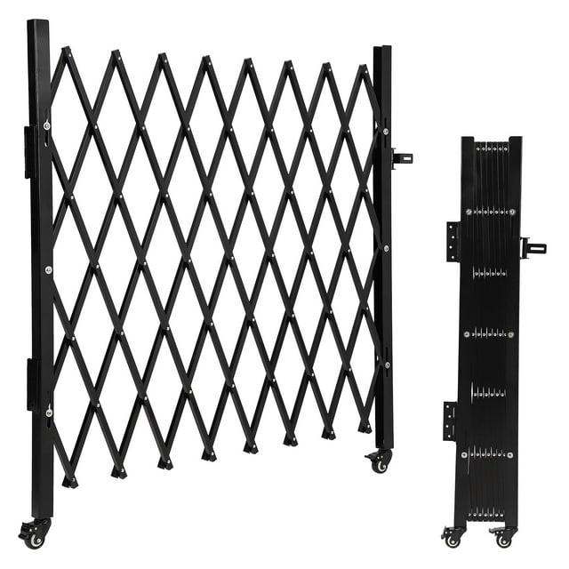 Yeshouse Puerta de seguridad plegable individual, puerta de seguridad tipo acordeón de acero con rueda giratoria de 360°, ideal para patios, garajes y jardines