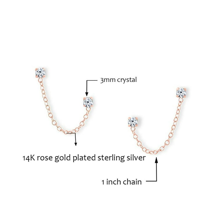 Ivy & Bauble 14K Rose Gold Double Post Crystal Earrings in