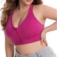 thumbnail image 4 of WAGUTH Plus Size Front Zip Sports Bra for Women Racerback Medium Support Seamless Workout Yoga Bralette,Hot Pink,4XL, 4 of 7