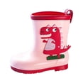 thumbnail image 3 of ZHOGXU Toddler Boys Girls Waterproof Rain Shoes Cartoon Dinosaurs Print Non Comfortable Lightweight Rain Shoes Outdoor Daily Wear,Pink,6-7 Years, 3 of 4