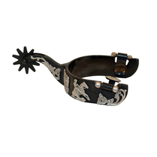 Black Satin Floral Reining Spurs