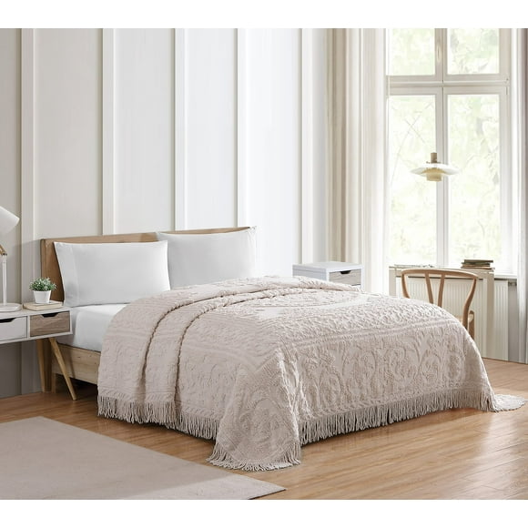 Beatrice Home Fashions Medallion Chenille Bedspread, Twin, Blush