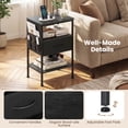 thumbnail image 7 of Giantex Nightstand w/Charging Station, End Table w/Fabric Drawer, 2 AC Outlets, USB and Type-C Port, Black, 7 of 7