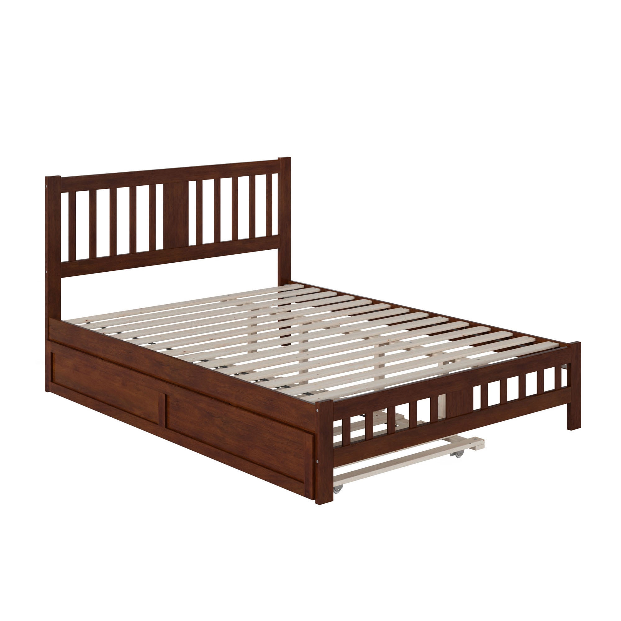 AFI Tahoe Queen Wood Platform Bed with Headboard Footboard & Twin XL Trundle, Walnut