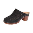 thumbnail image 2 of Commforr Womens Slip On Sandals, Womens Beach Sandals, Women's Cut-Out Sandals Slip On Open Back Mule Clogs Comfortable Breathable Shoes Chunky Heel Non Slip Slippers, Black, 5.5, 2 of 7