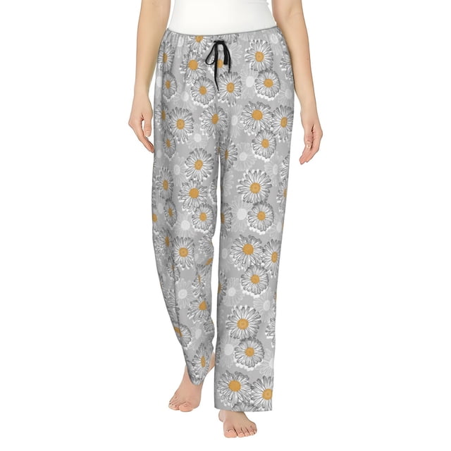 Balery Daisies Flowers Pantalones de pijama para mujer, pijamas ultraligeros, pantalones de estar por casa-Small