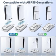 PS5 Cooling Stand with Turbo Fan - 2 USB Ports, Headset Holder & Remote Slot - Fits PS5 Slim/Disc/Digital (2023/2020) - 3-Speed Cooling Docking Station