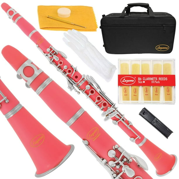 Lazarro 150PK BFlat Bb PinkSilver Keys with Case, 11 Reeds