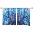 thumbnail image 2 of Blue Green Coral Semi Sheer Curtains 45 Inch Length 2 Panels Set, Summer Watercolor Ocean Plant Sheer Kitchen Curtain Privacy Voile Window Curtain for Living Room Bedroom Rod Pocket Drapes, 2 of 7
