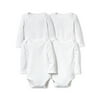 Little Star Organic Baby Boy or Girl Gender Neutral White Long Sleeve Bodysuits, 4-Pack