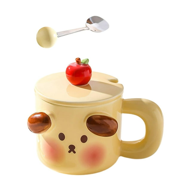 Taza de cerámica para café, té, bebidas frías y calientes, reutilizable, creativa, para leche Perro amarillo
