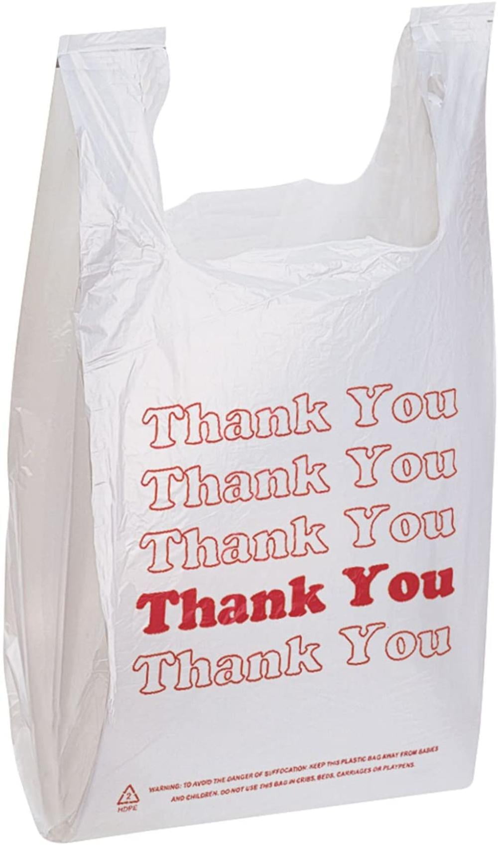 400 Count Thank You TShirt Bags Grocery Heavy Duty Plastic Embossed  Extra Large 