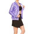 thumbnail image 5 of Womens Long Sleeve Sequin Front Zip Jacket Long Sleeve Ribbed Cuffs Outerwear Tops, 5 of 6