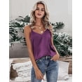 thumbnail image 3 of Ekouaer Women's Spaghetti Straps Tank Tops V Neck Satin Camisole Sleeveless Cami Soft Shirt Tops Blouse, 3 of 5