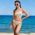 thumbnail image 2 of Girls Swimsuit Two Piece One Shoulder Bathing Suit with Chest Pad Color Block Bikini 9-10 Years, 2 of 7
