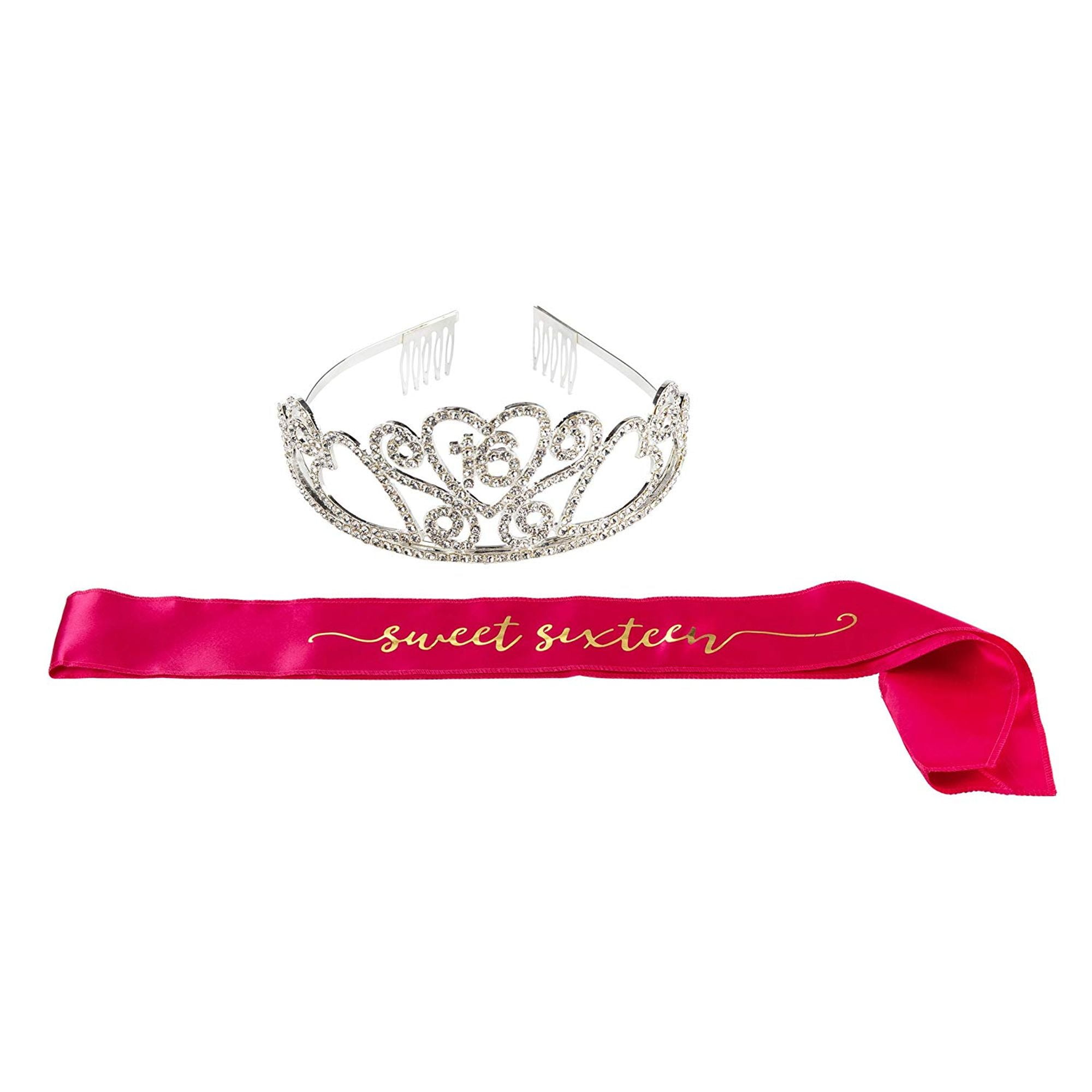 Happy Birthday Tiara and Sash Set Rhinestone Queen Tiara with Sweet