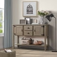 thumbnail image 2 of Tcbosik Console Table with 2 Doors, 48 inch Farmhouse Entryway Table with Open Shelf and 2 Storage Drawers, Sofa Table for Living Room, Hallway, Foyer, Rustic Color, 2 of 10