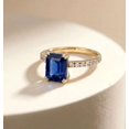 thumbnail image 2 of vylahjewellery Double Prongs Moissanite Engagement Ring Emerald Blue Sapphire Anniversary Ring 14K Vermeil Yellow Gold Valentine Day Gift for Her, 2 of 9