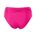 thumbnail image 3 of Women Mid Rise Bikini Bottoms Full Coverage Swimsuit Ruched Female Swim Bottom Hot Pink L, 3 of 4