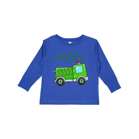 

Inktastic St. Patrick s Day Green Fire Truck with Clovers Boys or Girls Long Sleeve Toddler T-Shirt