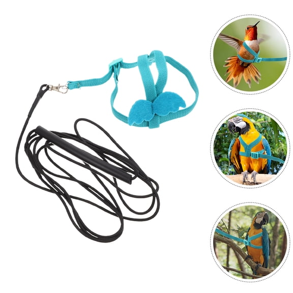 Supvox Wear Resistant Blue Bird Leash and Harness for Parakeets and Pet Birds Outdoor Indoor