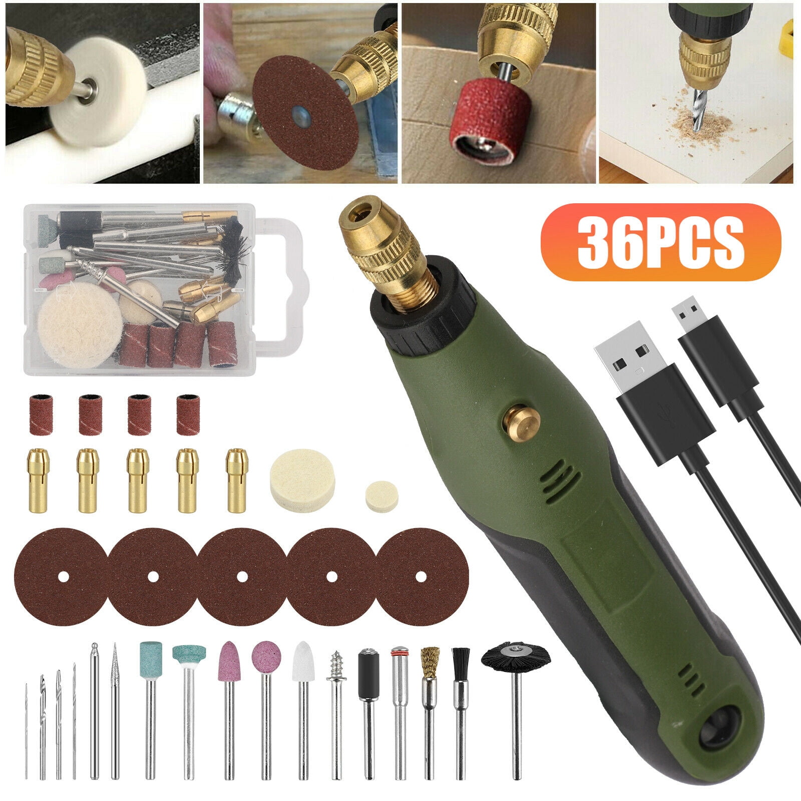 Mini Electric Cordless Rotary Tool Drill Grinder Set 3 Speed Accessories Kit 