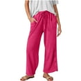 thumbnail image 2 of Wensltd Women Solid Color Baggy Wide Leg Pants Casual Elastic Waist Pocket Pants, 2 of 9