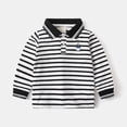 thumbnail image 2 of WUANDIXFA Girls Boys Striped Collar Long Sleeve Knit Sweater Casual Polo Preppy Shirt Button up Trendy School Pullover Tunic Kids Tops (Black, 4-5 Years), 2 of 9