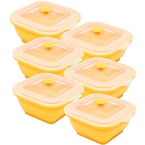 Collapse-it 4-Piece Silicone Food Storage Containers Red Rectangle Set Kitchen 