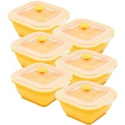 Collapse-it Silicone Food Storage Containers, 6-piece Rectangle Set (Size - 2 Cups Each, 12 Cups Total) Oven, Microwave and Freezer Safe