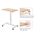 thumbnail image 6 of Mobile Laptop Desk Pneumatic Sit to Stand Table Height Adjustable Rolling Cart with Lockable Wheels for Home Office Computer Workstation 28" x 19" Beige Round Edge Design Elegant, 6 of 17