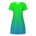 thumbnail image 4 of FRSASU Summer Dresses for Women Casual Short Sleeve Gradient Dress Crewneck Beach Midi Dress with Pockets Green, 4 of 5