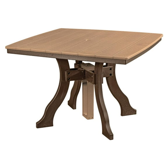 American Furniture Classics Dining Height Square Table in Cedar with a Tudor Brown Base