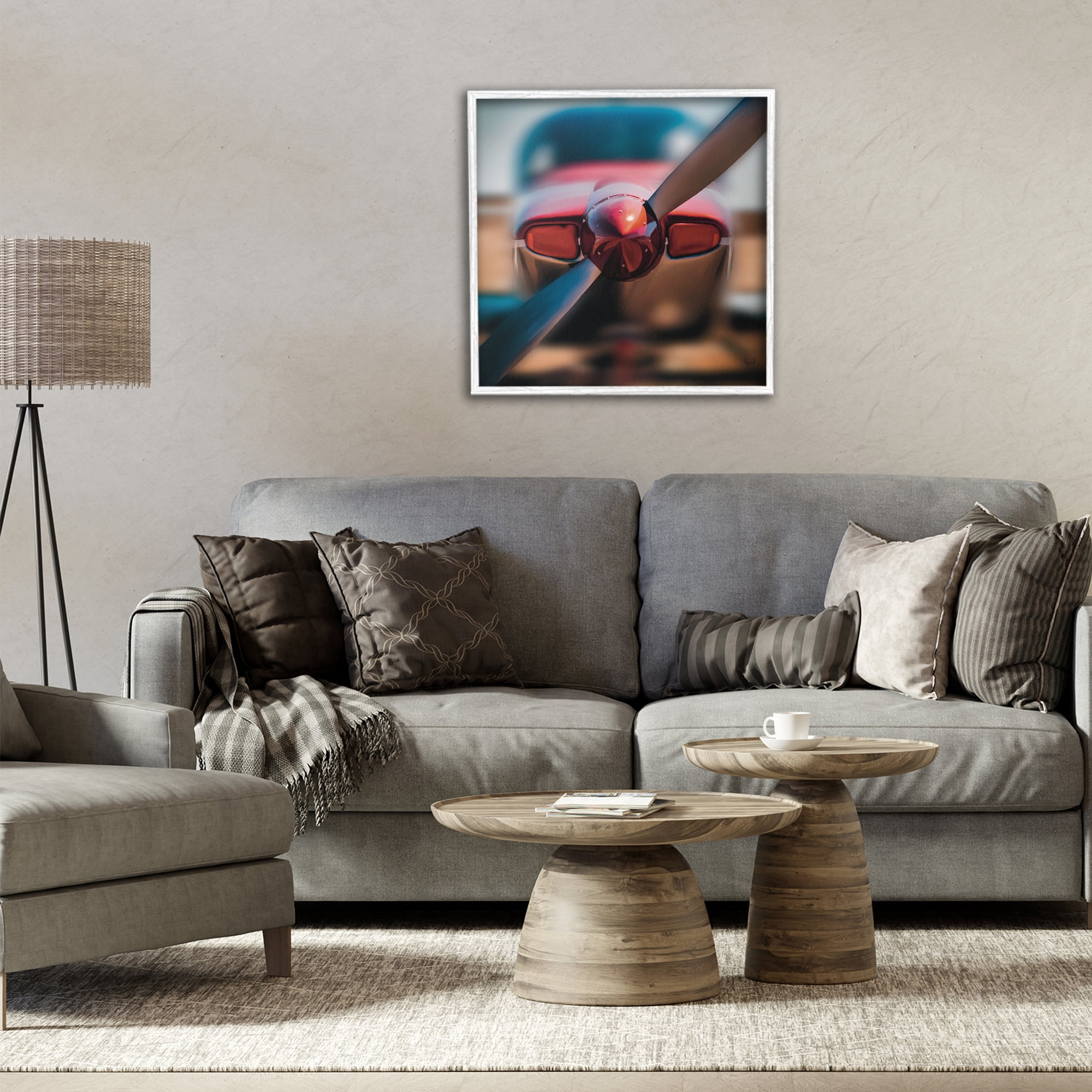 Stupell Industries Red Aircraft Propeller White Framed Giclee Art, design by Renel Peters