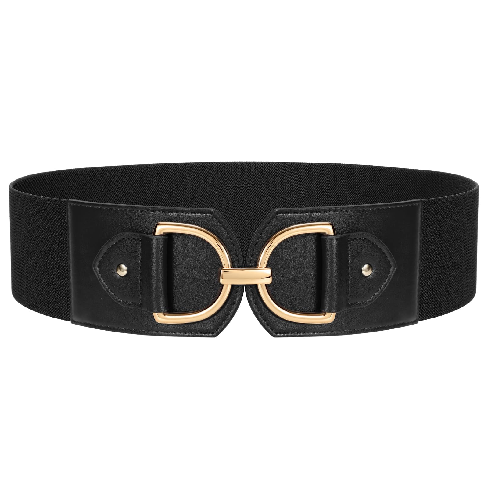 Skinny Stretch Waist Belt with Gold Buckle Set of 4 Elastic Dress Belt Wide Belts for Women Stretchy Elastic Belts Cinch Belt Gold  main image 2