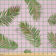 thumbnail image 2 of Ambesonne Tropical Fabric by the Yard Microfiber, Leaves on Checkered Back, 3 Yards, Soft Pink and Slate Brown, 2 of 2