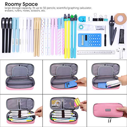 Aiscool Big Capacity Pencil Case Bag Pen Pouch Holder Large Storage Stationery 