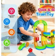 Annexfun Electric Train Set for Kids, 69Pcs Build 3D DIY Track Building Kits with Train and Traffic Signs, STEM Car Toy Set for Kids, 3 4 5 6 7 8 Years Old Boys & Girls Birthday