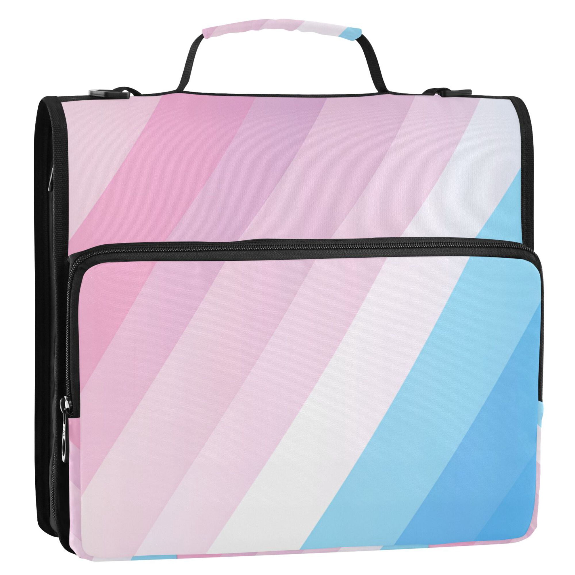 FORMRS Zipper Binder with Shoulder Strap 2-inch Ring 500 Sheet Capacity File Bag, Pink Gradient