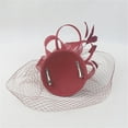 thumbnail image 6 of Uooqdmx Fascinators Hats for Women, Fascinators Hats for Women Tea Party, Feather Headpiece, Flower Feather Mesh Tea Hairband, Fancy Hats for Women Tea Party, Wine One Size, 6 of 6