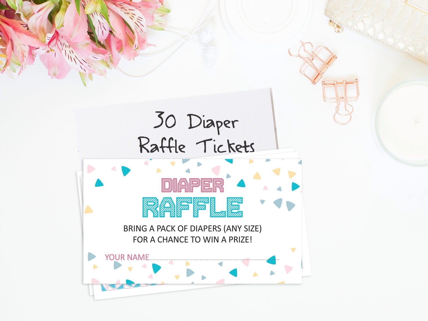 Inkdotpot 30Gender Reveal Baby ShowerDiaper Raffle Ticket Lottery Insert Cards Supplies Games For Baby Shower Party Bring A Pack Of Diapers To Win Favors Gifts And Prizes