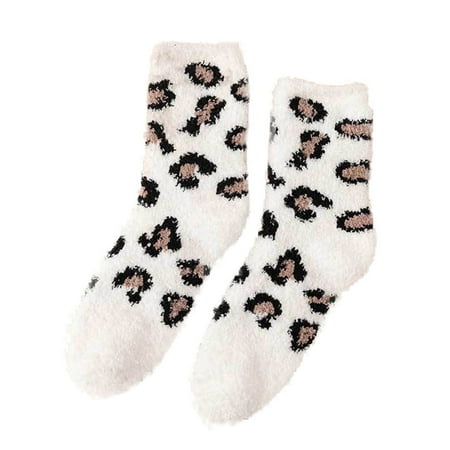 

YUEHAO Stockings Socks Cartoon Non slip Sleeping Socks Thicken Warm Floor Socks Christmas Women s Slippers White