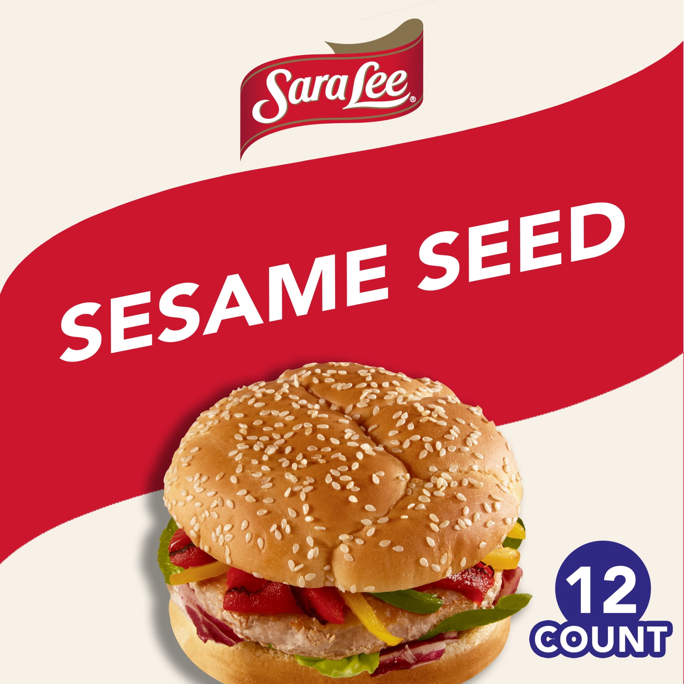 Sara Lee Restaurant Style Gourmet Sesame Seed Hamburger Buns, 12 count, White Hamburger Buns, 31.5 oz Bag