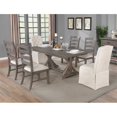 thumbnail image 2 of Rustic Gray Wood 7pc Dining Set with Beige Side Chairs and Skirt Chairs, 2 of 4