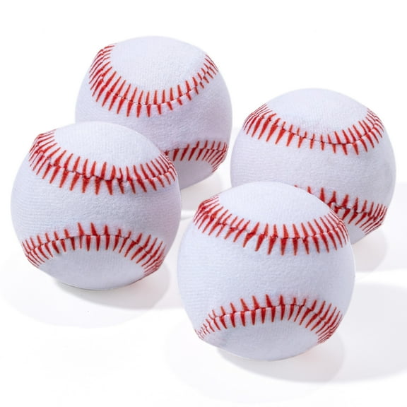 Franklin Sports Replacement Teeballs - Self-Stick Toy Baseballs for Kids   Toddlers - Soft Tballs for Grow with Me Batting Tee Set - (4) Tee Balls